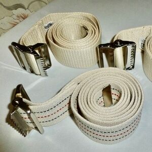 Lot 3 Posey Gait Belts 60”x2” Adjustable Sturdy Hand Washable With Metal Buckles